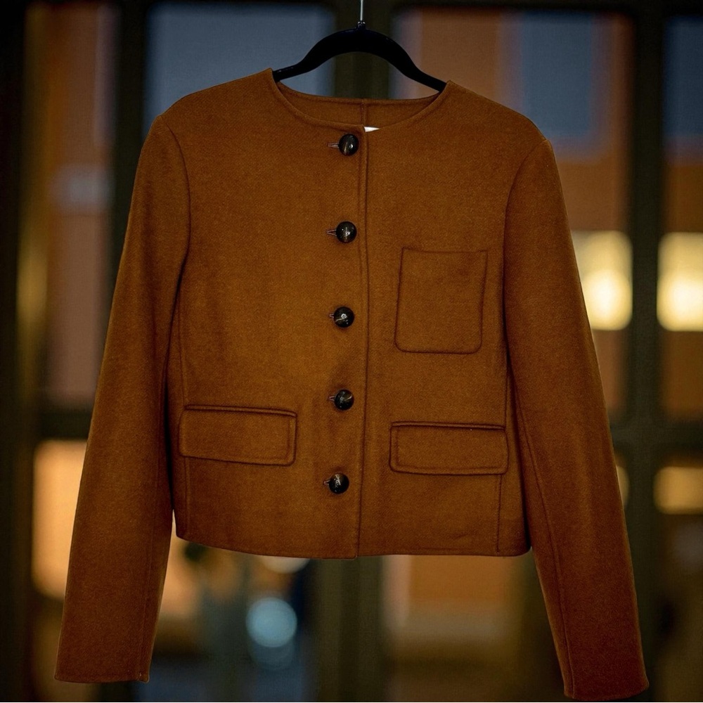 Veronica Beard LYSSA Wool-Blend Button-Up Soft Jacket Blazer 8 Deep Ochre - Picture 5 of 11